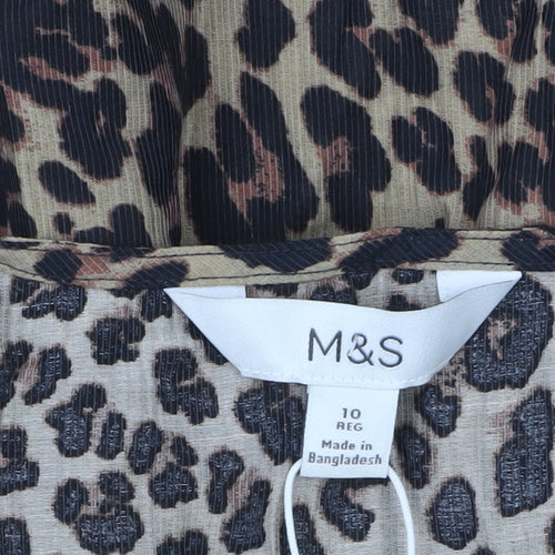Marks and Spencer Women Brown Leopard Print Shift Dress Size 10