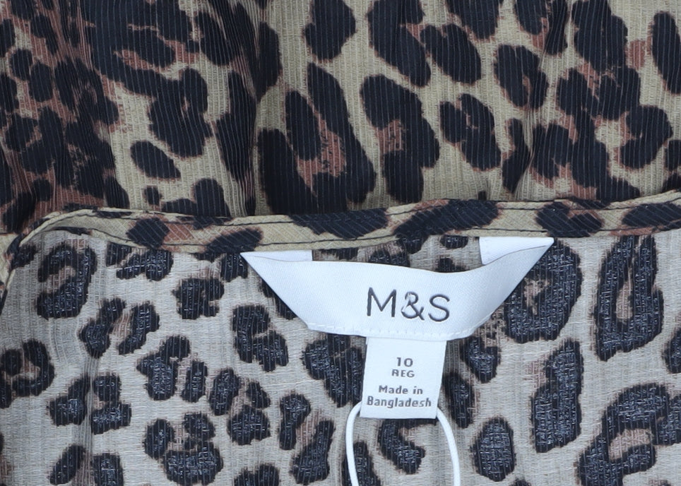 Marks and Spencer Women Brown Leopard Print Shift Dress Size 10