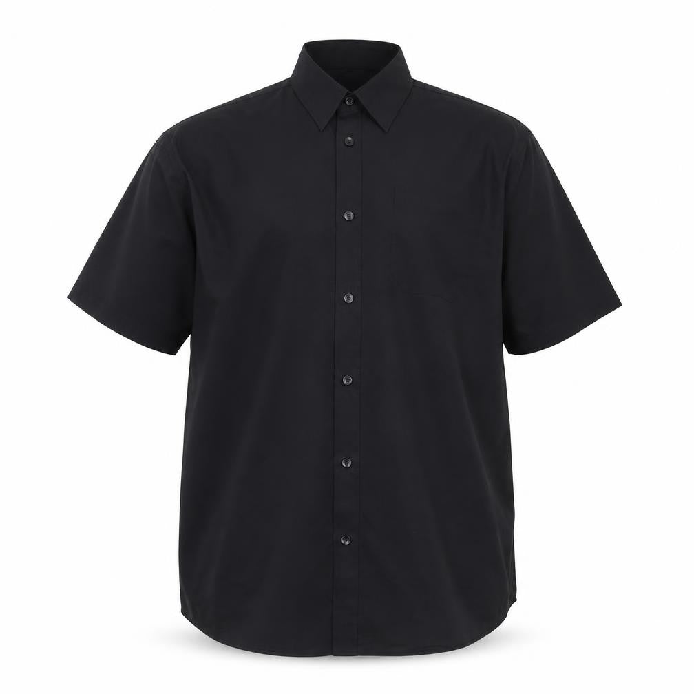 Front view of Cedarwood State Men’s Black 16in Regular Fit Short Sleeve Shirt