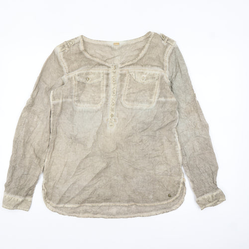 s.Oliver Women’s Beige Linen Long Sleeve Tunic Blouse Size 10