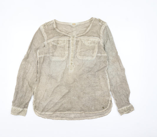 s.Oliver Women’s Beige Linen Long Sleeve Tunic Blouse Size 10