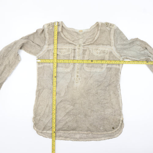 s.Oliver Women’s Beige Linen Long Sleeve Tunic Blouse Size 10