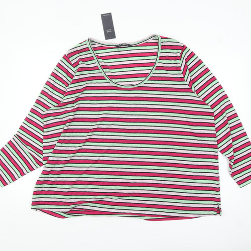Marks and Spencer Womens Multicoloured Striped Relaxed Fit Long Sleeve T-Shirt Size 22