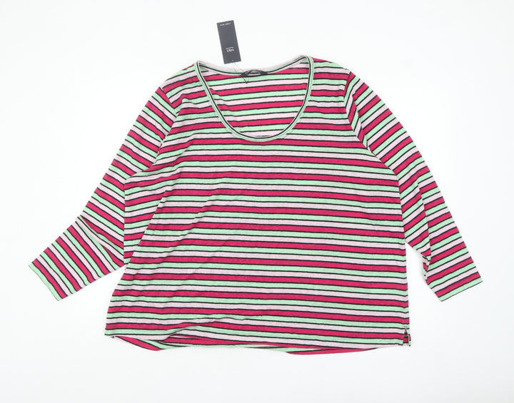 Marks and Spencer Womens Multicoloured Striped Relaxed Fit Long Sleeve T-Shirt Size 22