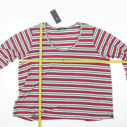 Marks and Spencer Womens Multicoloured Striped Relaxed Fit Long Sleeve T-Shirt Size 22