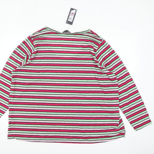 Marks and Spencer Womens Multicoloured Striped Relaxed Fit Long Sleeve T-Shirt Size 22