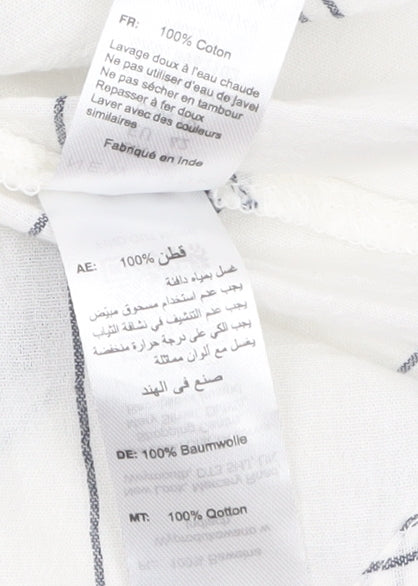 New Look Women White Striped Cotton Cropped Blouse Size 14