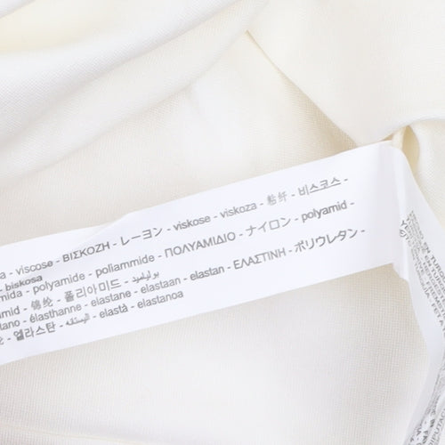 Zara Women Ivory One Shoulder Bodycon Dress Size L