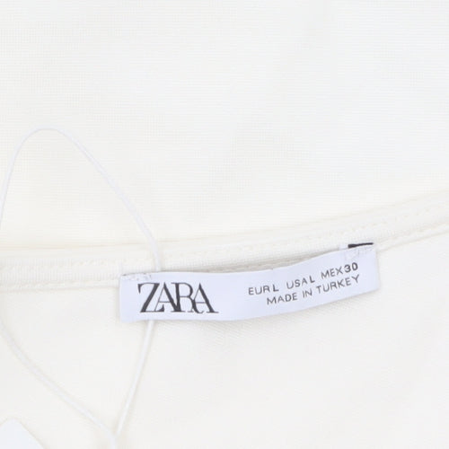 Zara Women Ivory One Shoulder Bodycon Dress Size L