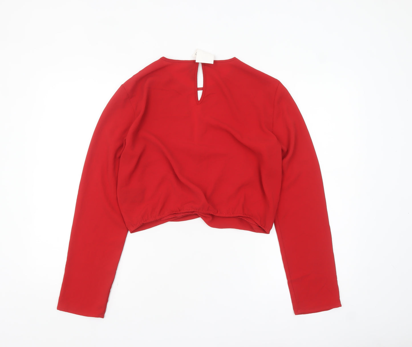 H&M Divided Women’s Red Cropped Twist Front Blouse Size 14