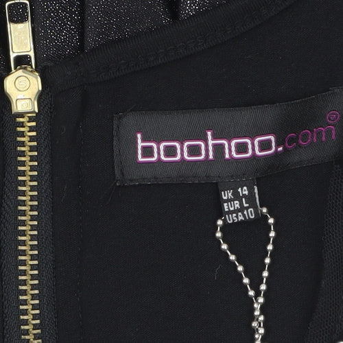 Boohoo Women's Black Size 14 Sleeveless Beaded Bodycon Party Dress