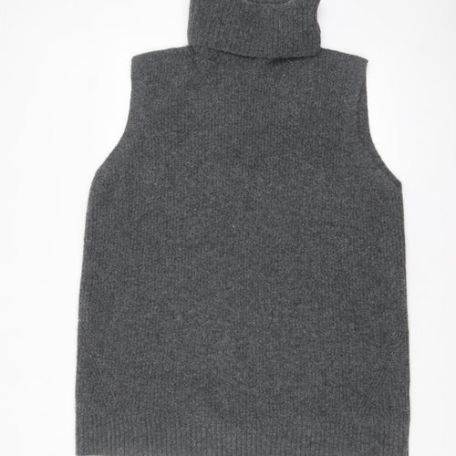 Tu Women Grey Roll Neck Sleeveless Knit Vest Jumper Size 20