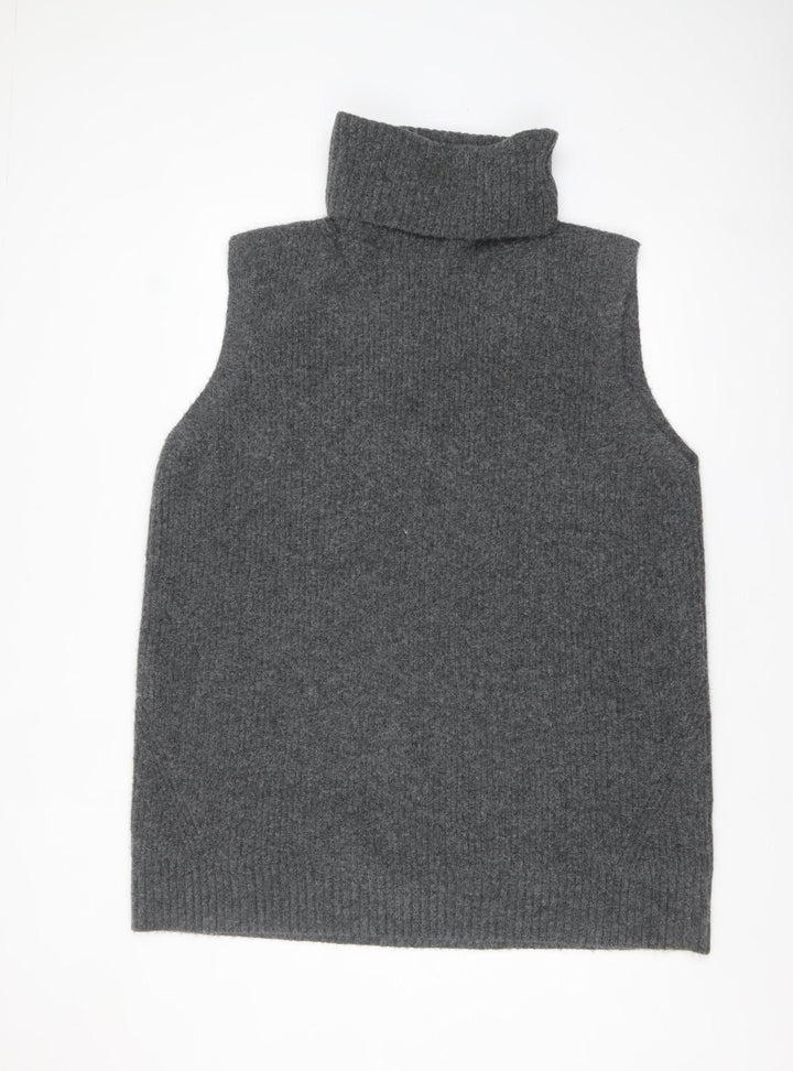 Tu Women Grey Roll Neck Sleeveless Knit Vest Jumper Size 20