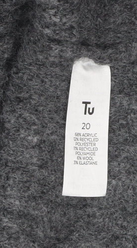 Tu Women Grey Roll Neck Sleeveless Knit Vest Jumper Size 20