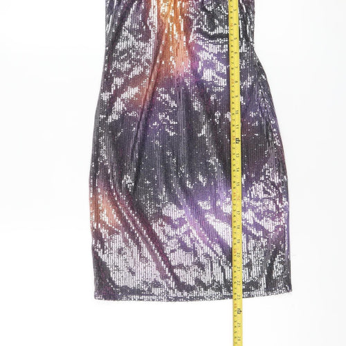 PrettyLittleThing Women Multicoloured Sequin Strapless Bodycon Dress UK 4