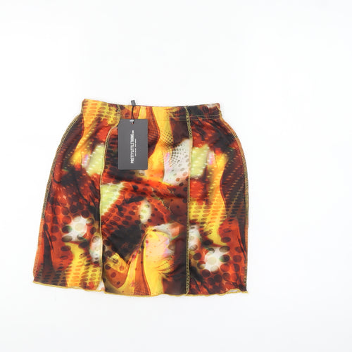PrettyLittleThing Women's Multicoloured Size 8 Retro Pencil Short Skirt