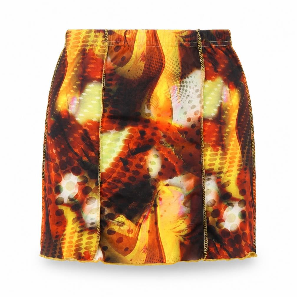 Front view of PRETTYLITTLETHING Women's Multicoloured, size 8, Retro Pencil Short Skirt