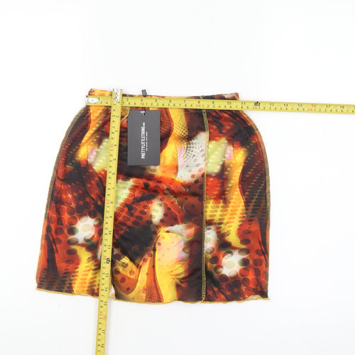 PrettyLittleThing Women's Multicoloured Size 8 Retro Pencil Short Skirt