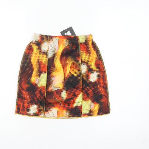 PrettyLittleThing Women's Multicoloured Size 8 Retro Pencil Short Skirt