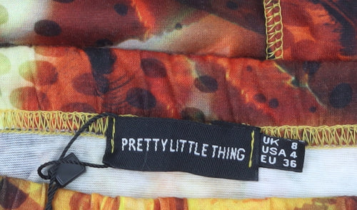 PrettyLittleThing Women's Multicoloured Size 8 Retro Pencil Short Skirt