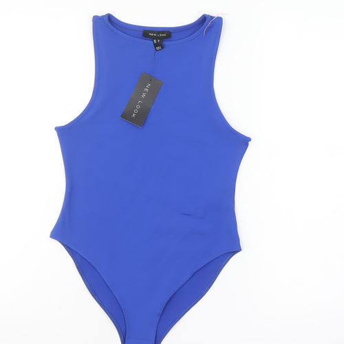 New Look Women Blue High Neck Sleeveless Bodysuit Size 8
