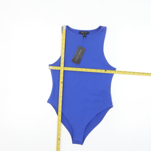 New Look Women Blue High Neck Sleeveless Bodysuit Size 8