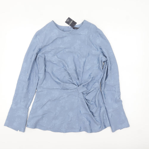 Marks and Spencer Womens Blue Floral Long Sleeve Tunic Blouse UK 8