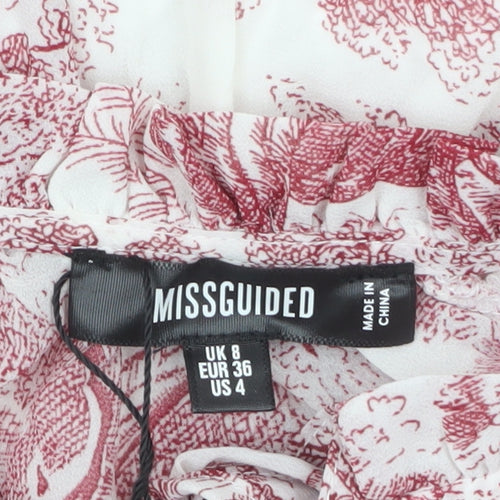 Missguided Women's Multicoloured Size 8 A-Line Chiffon Ruffle Mini Dress