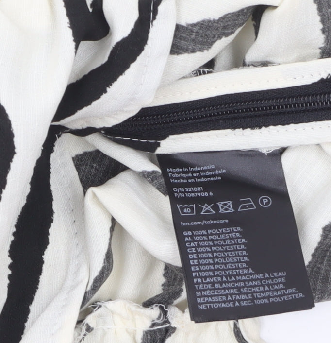 H&M Women’s Black & White Zebra Print Cropped Puff Sleeve Blouse XS