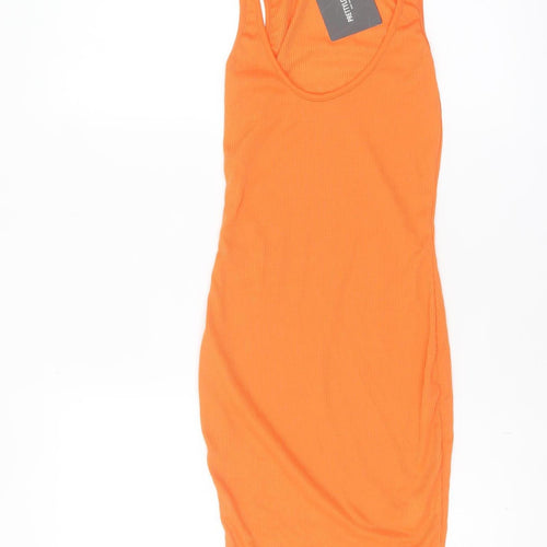 PrettyLittleThing Women Orange Size 6 Bodycon Sleeveless Dress
