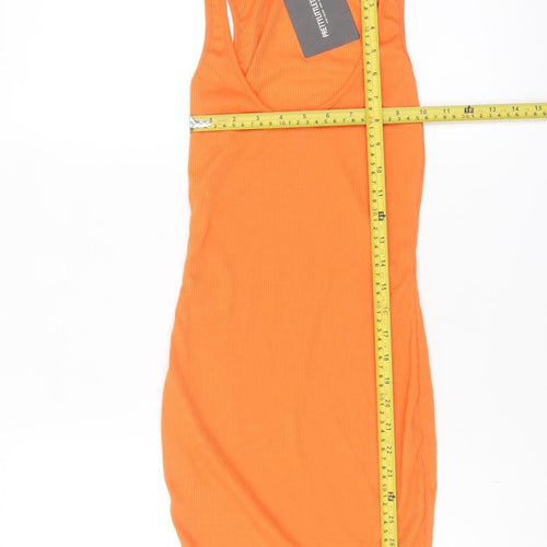 PrettyLittleThing Women Orange Size 6 Bodycon Sleeveless Dress