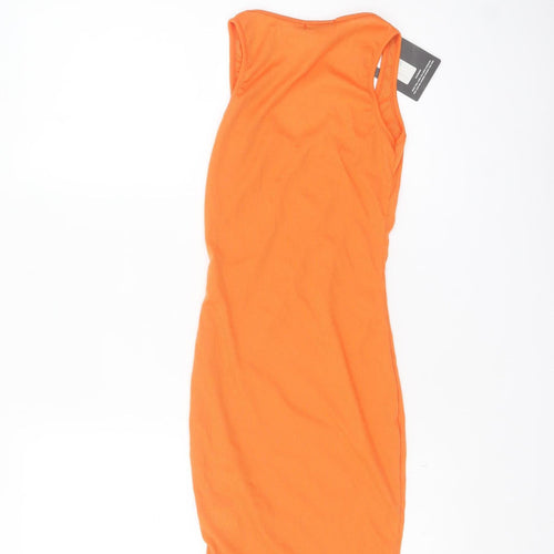 PrettyLittleThing Women Orange Size 6 Bodycon Sleeveless Dress