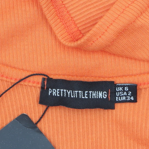 PrettyLittleThing Women Orange Size 6 Bodycon Sleeveless Dress