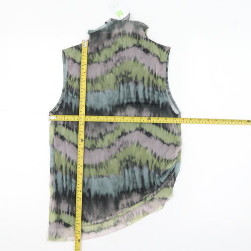 Primark Womens Multicoloured Mesh High Neck Sleeveless Tank Top Size M