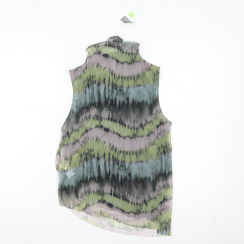 Primark Womens Multicoloured Mesh High Neck Sleeveless Tank Top Size M