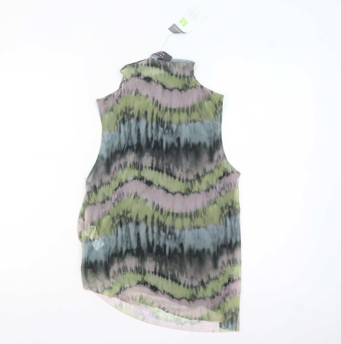Primark Womens Multicoloured Mesh High Neck Sleeveless Tank Top Size M