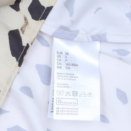 H&M Women Beige Animal Print V-Neck Shirt Dress Size 10