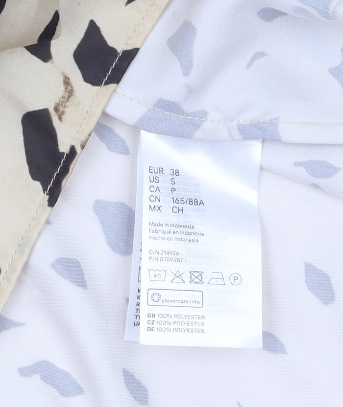H&M Women Beige Animal Print V-Neck Shirt Dress Size 10
