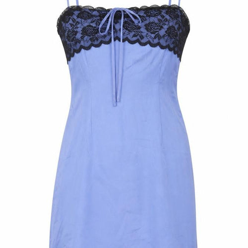 Missguided Women's Blue Lace Satin Slip Dress UK 10