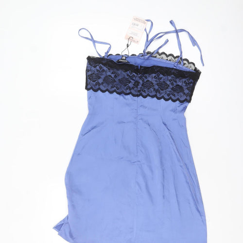 Missguided Women's Blue Lace Satin Slip Dress UK 10