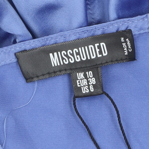 Missguided Women's Blue Lace Satin Slip Dress UK 10