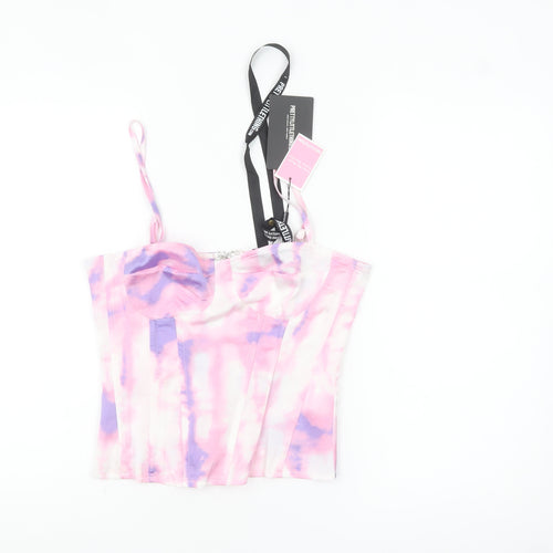 PrettyLittleThing Womens Multicoloured Size 10 Camisole Zip Satin Tank Top