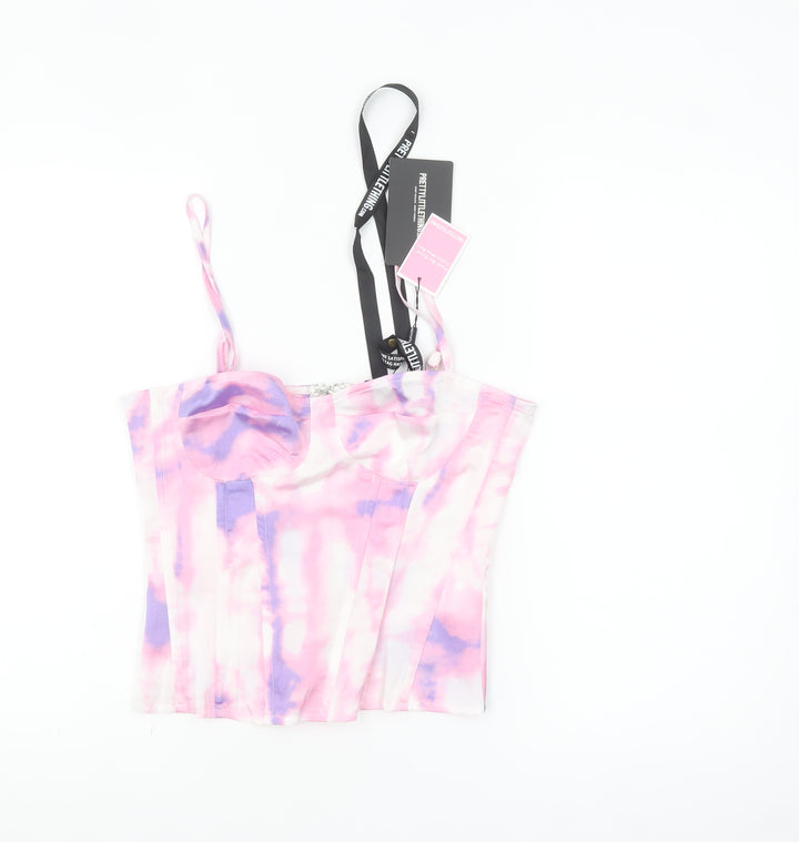 PrettyLittleThing Womens Multicoloured Size 10 Camisole Zip Satin Tank Top