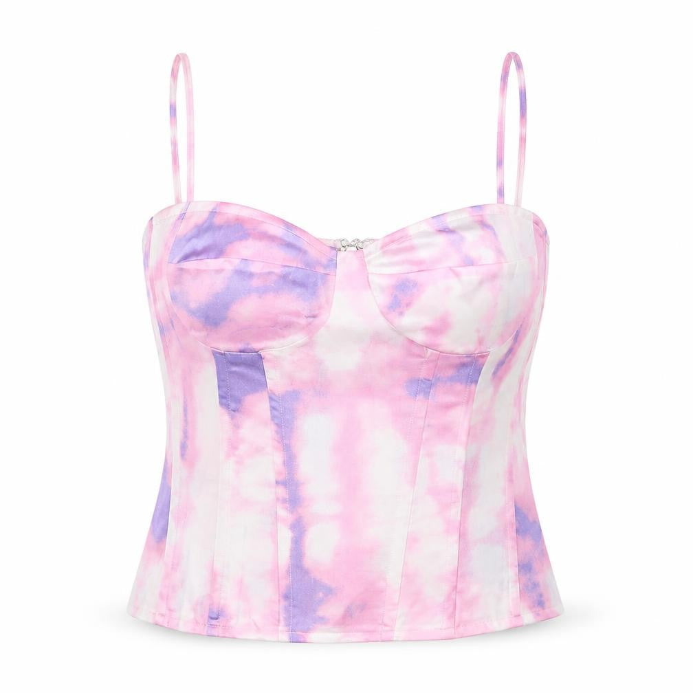 PrettyLittleThing Womens Multicoloured Size 10 Camisole Zip Satin Tank Top