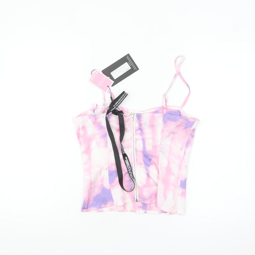 PrettyLittleThing Womens Multicoloured Size 10 Camisole Zip Satin Tank Top