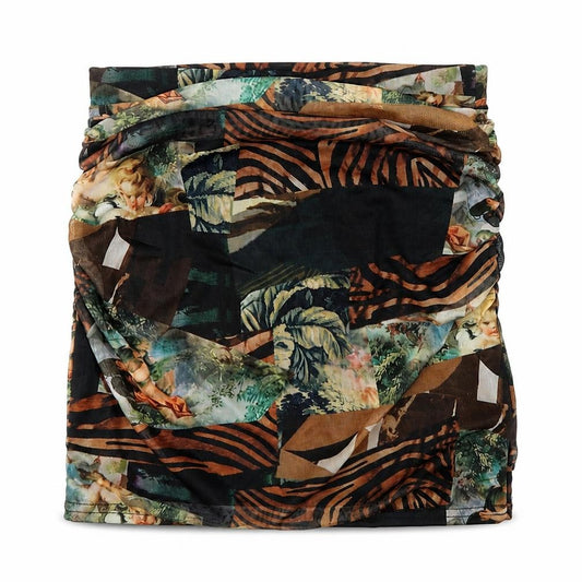Front view of PRETTYLITTLETHING women’s multicoloured animal print mini skirt, size UK 10