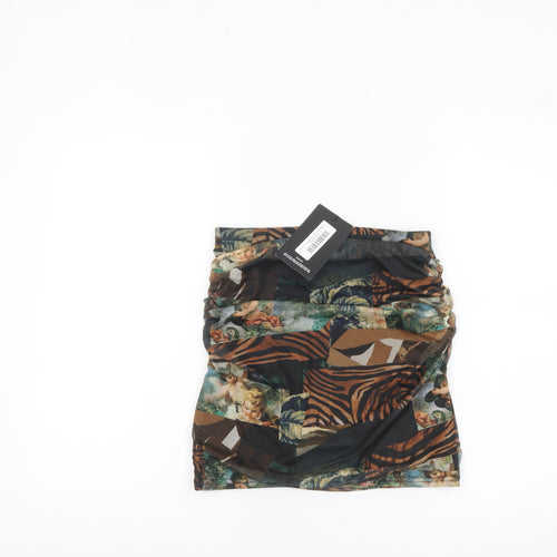 PrettyLittleThing Womens Multicoloured Animal Print Mini Skirt Size 10