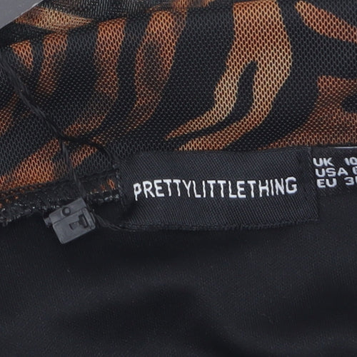 PrettyLittleThing Womens Multicoloured Animal Print Mini Skirt Size 10