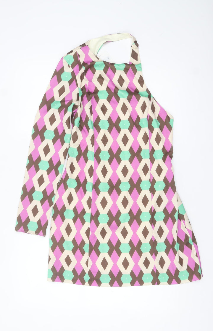 Zara Women Multicoloured Geometric Shift Dress Size 12
