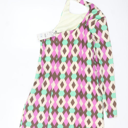 Zara Women Multicoloured Geometric Shift Dress Size 12